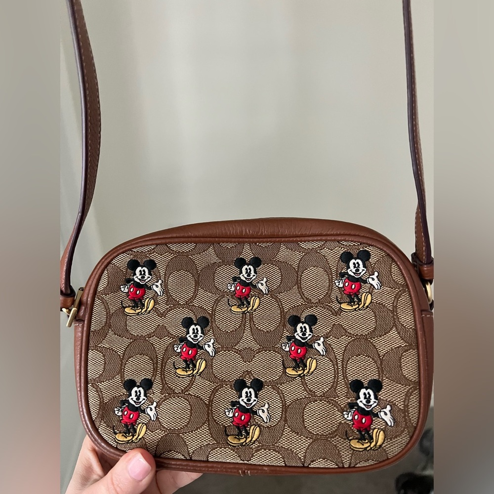 Coach Mickey Mouse Patterned Brown Camera Bag - image 2